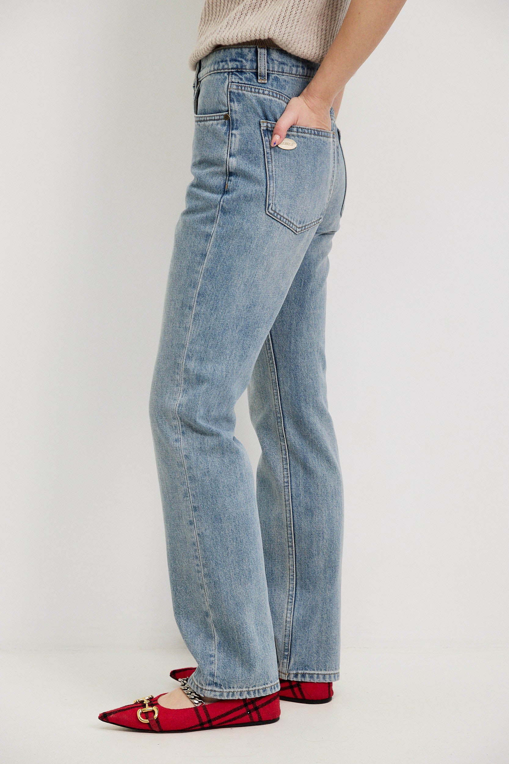 NO. 100 HIGH WAISTED STRAIGHT SLIM JEANS