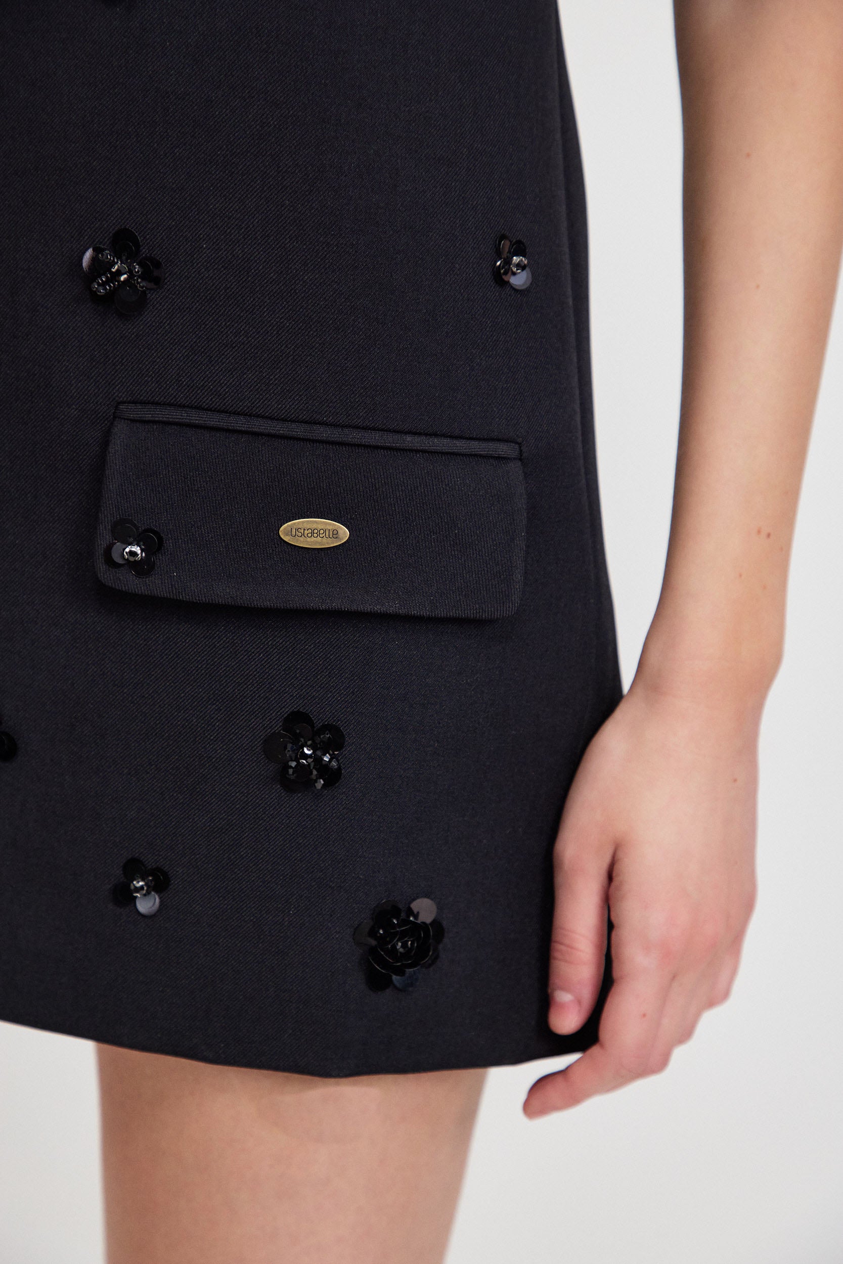 SQUARE NECKLINE MINI DRESS EMB