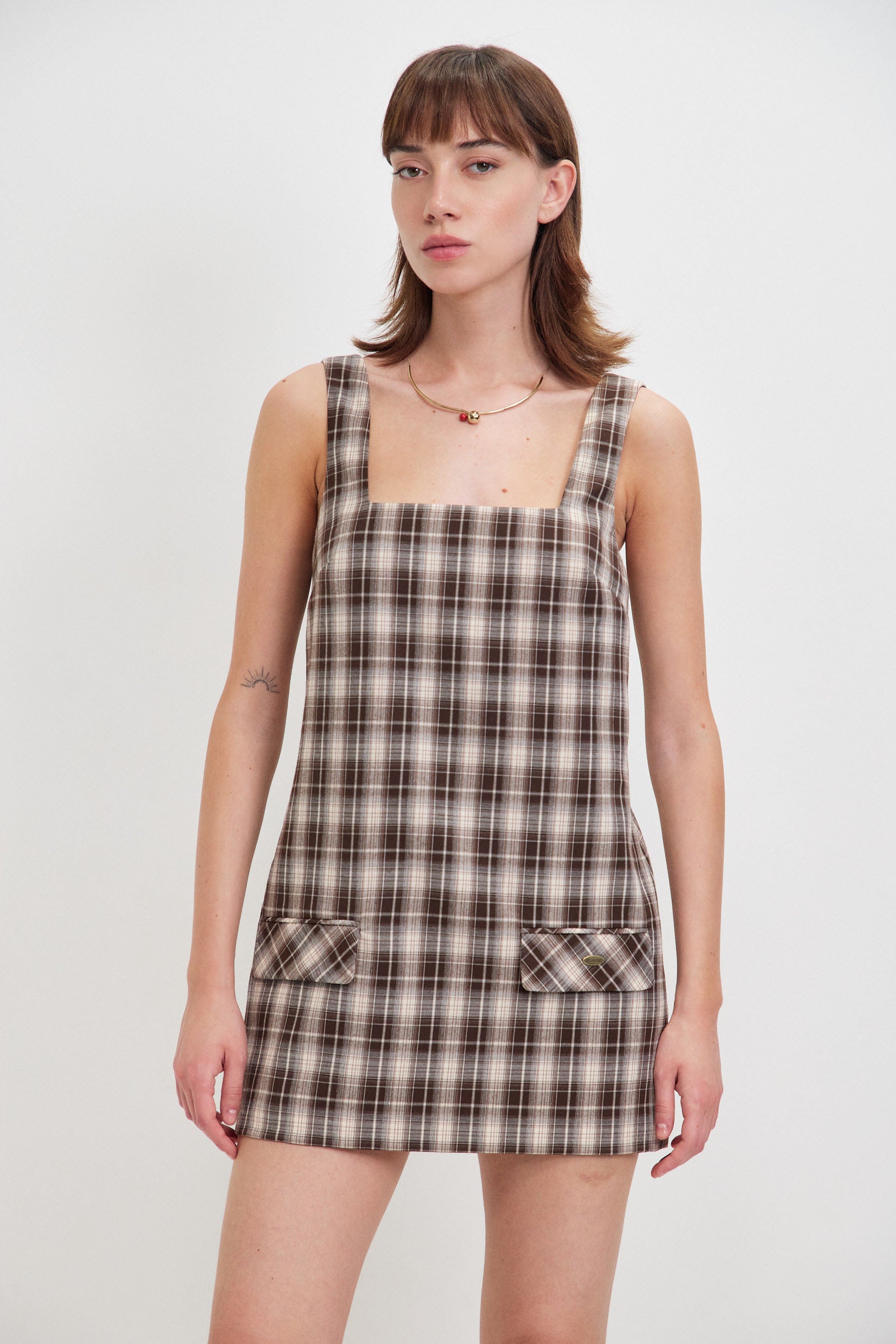 SQUARE NECKLINE MINI DRESS