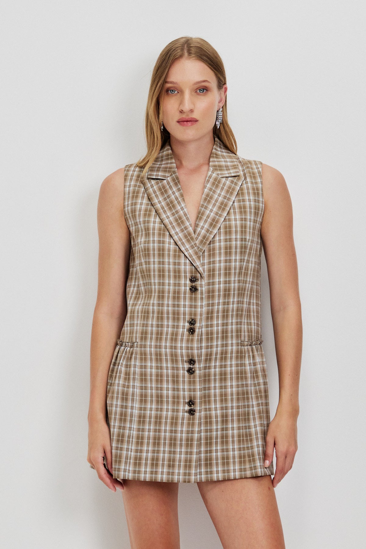 BUTTONED TAILORED MINI DRESS
