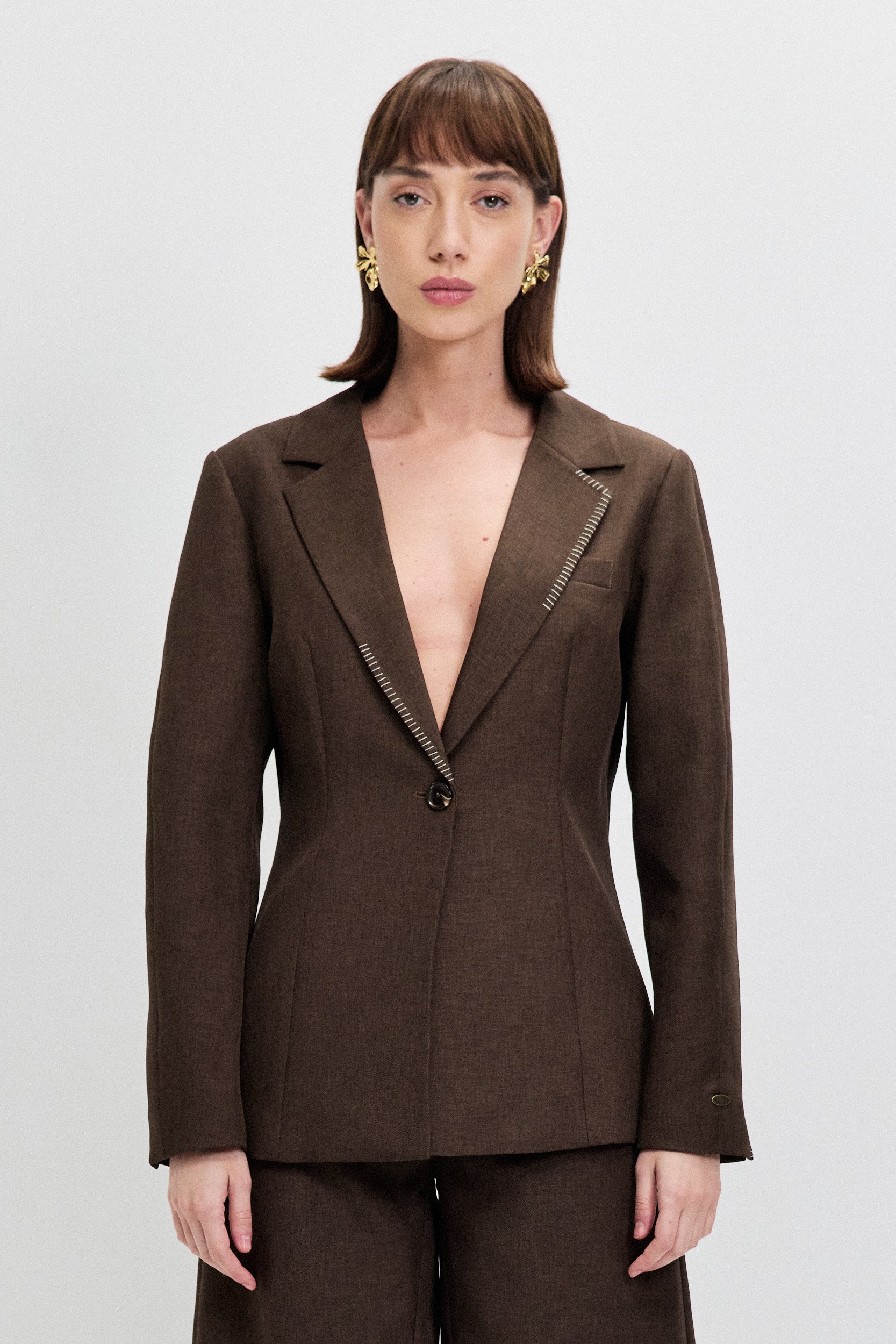 TAILORED JACKET WITH BALLOON SLEEVES AND EMBROIDERY