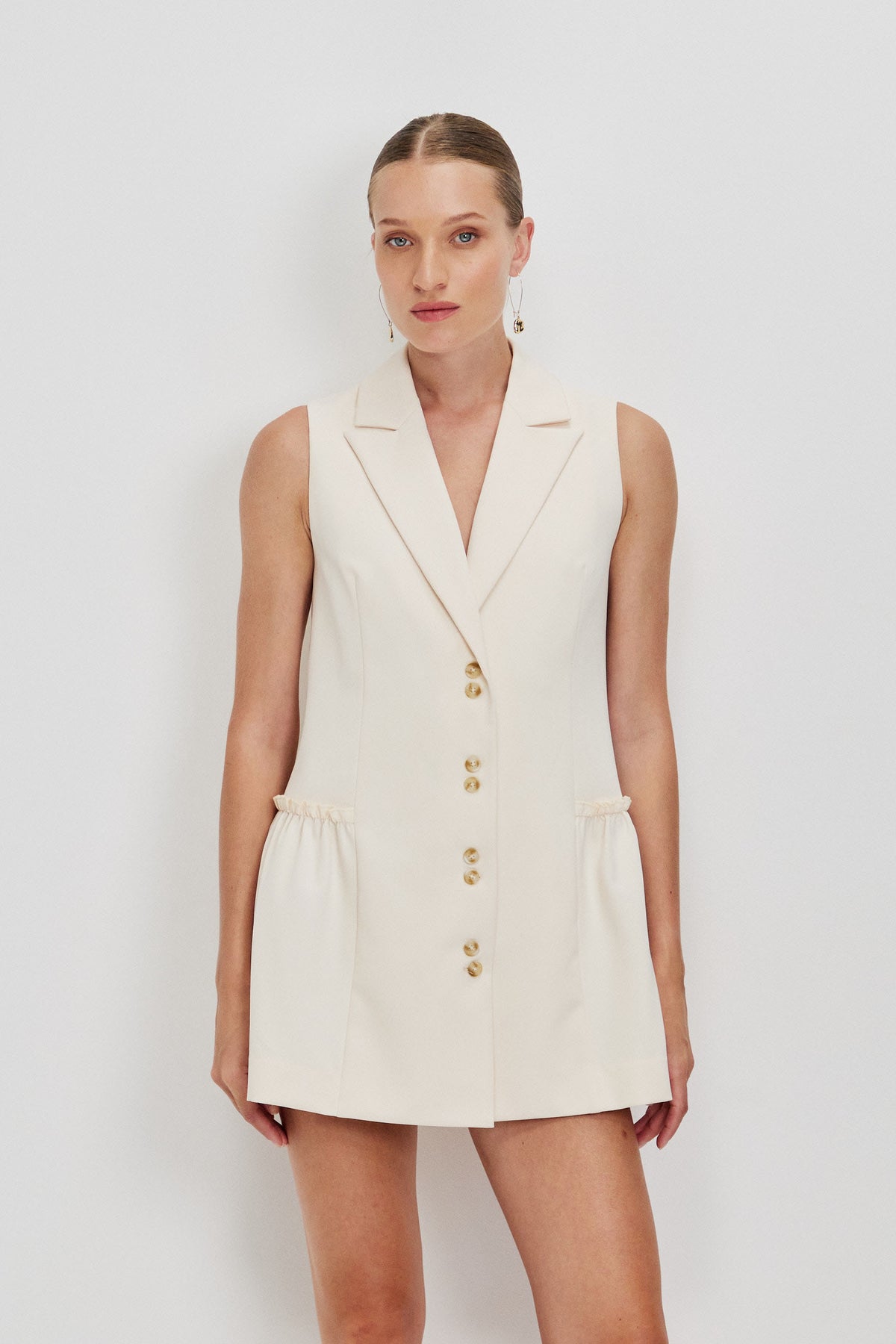 BUTTONED TAILORED MINI DRESS