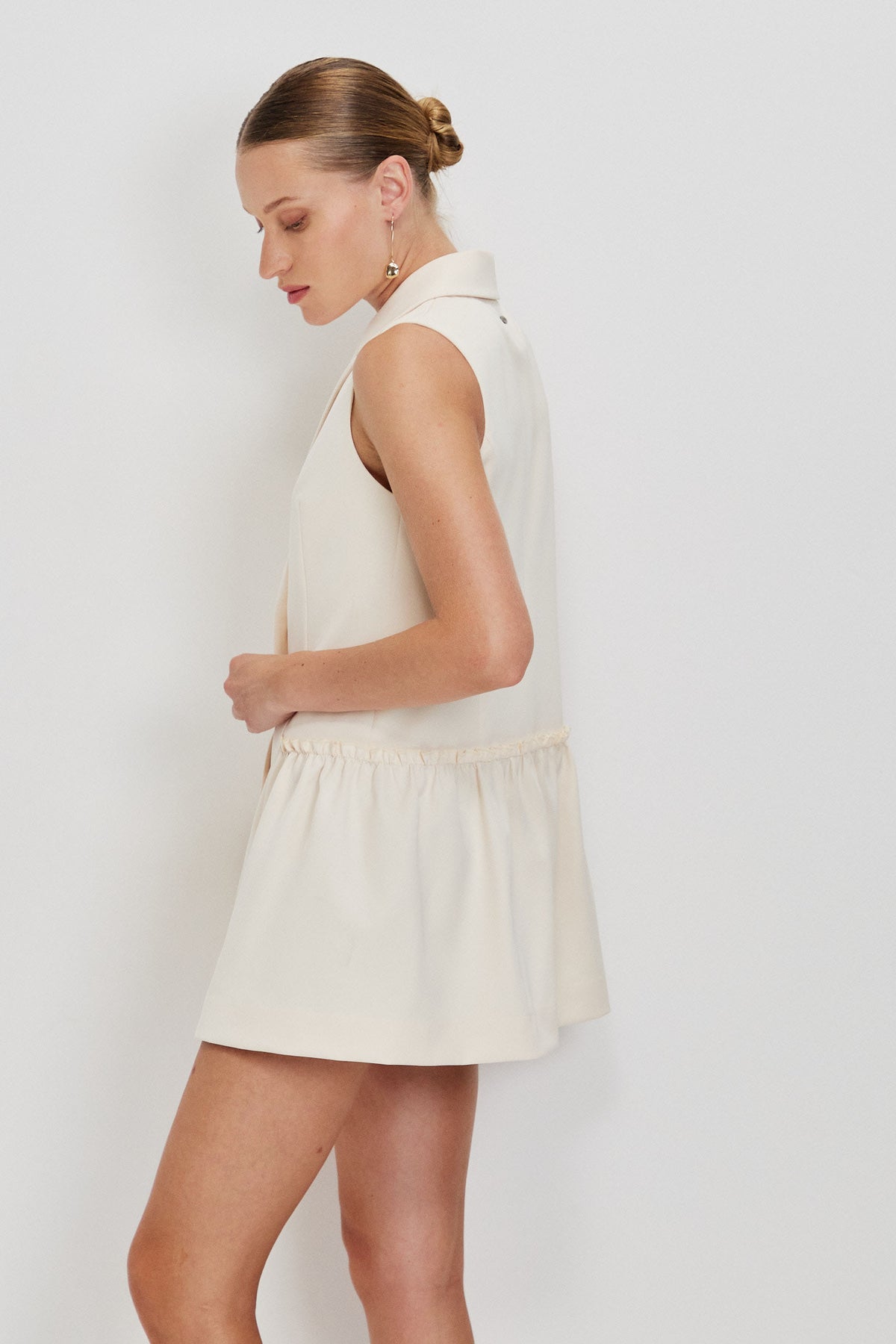BUTTONED TAILORED MINI DRESS