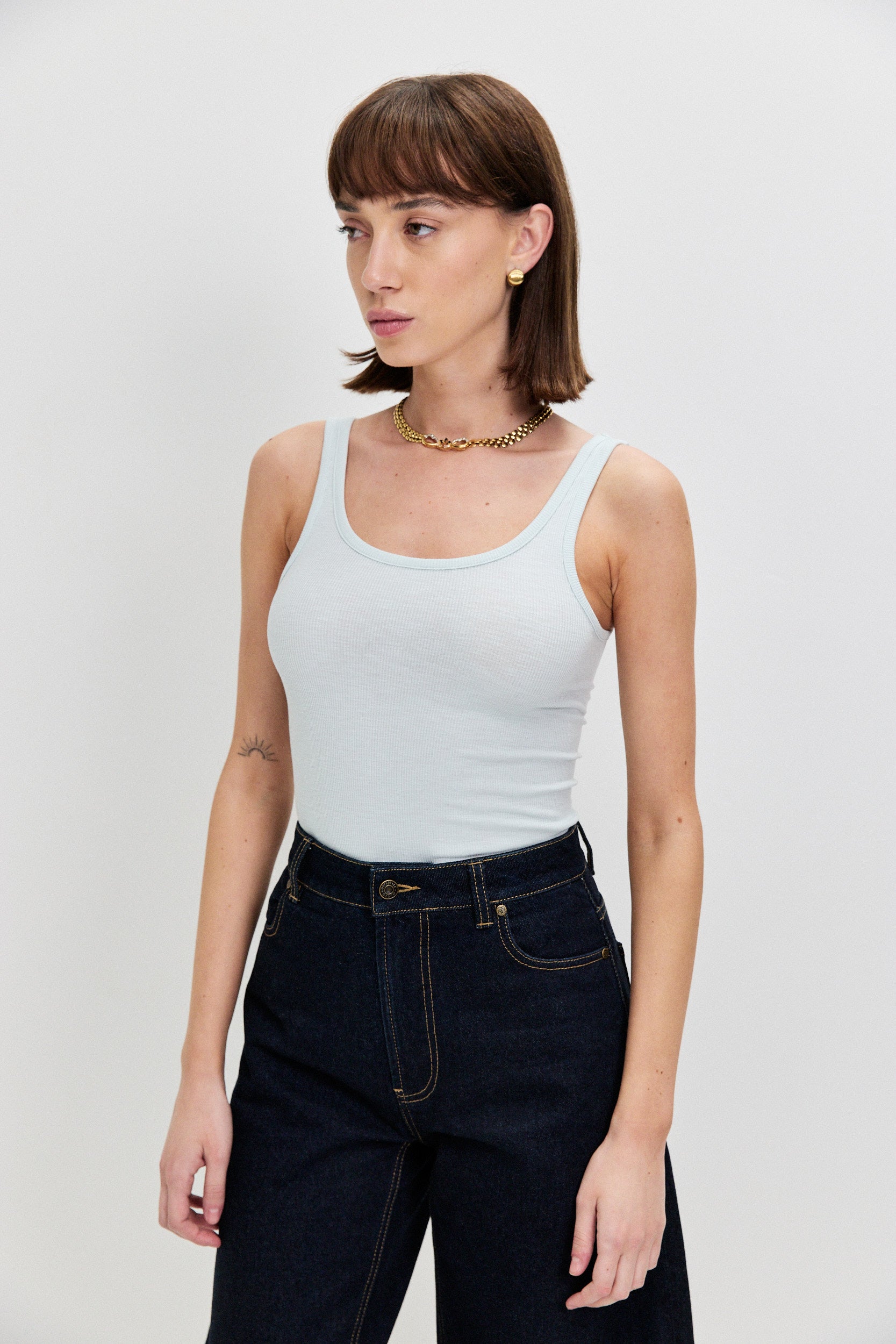 COTTON VISCOSE TANK TOP