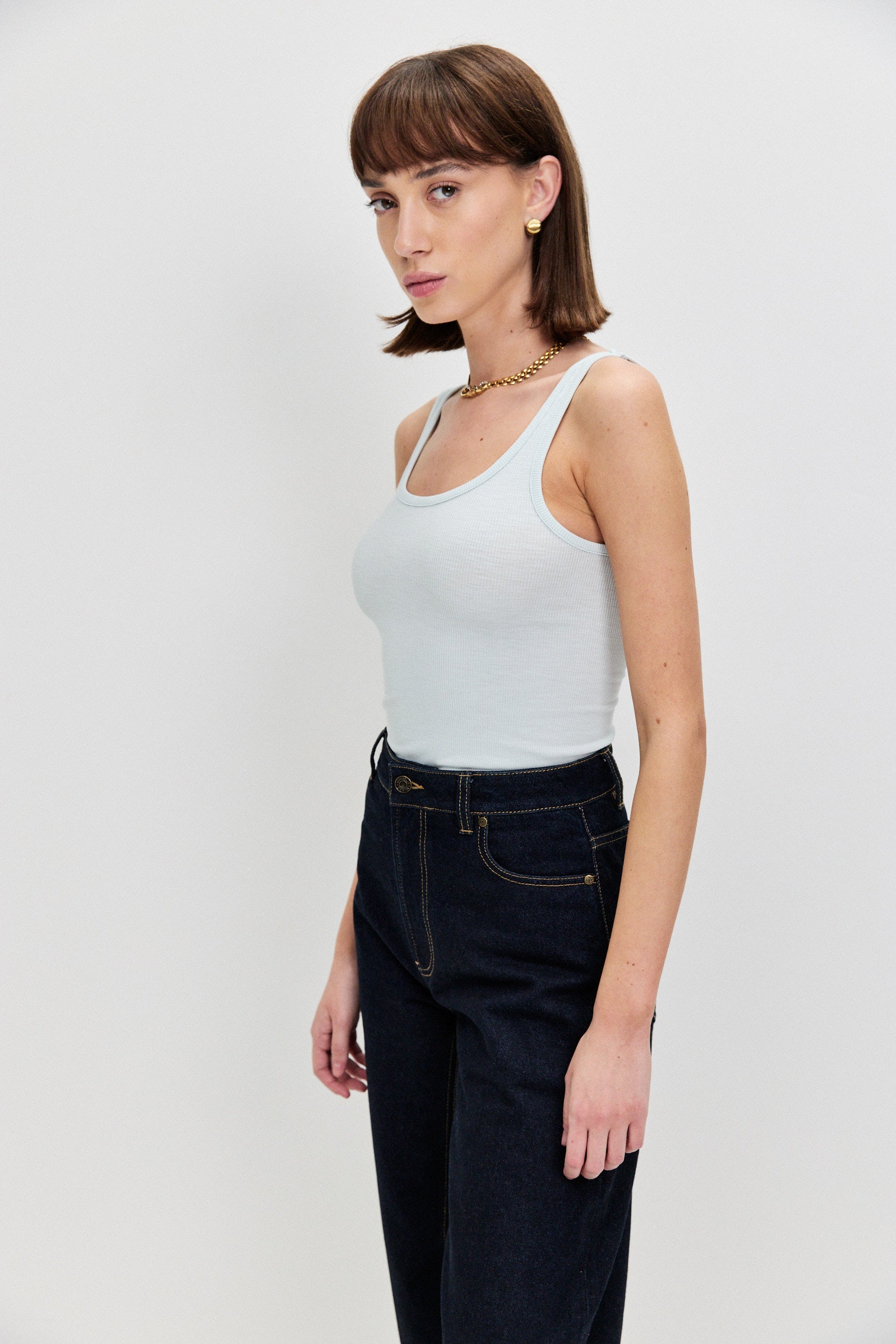 COTTON VISCOSE TANK TOP