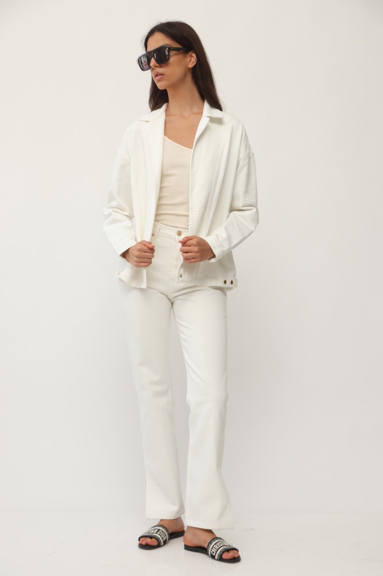 HIGH WAIST LEG SLIT DENIM