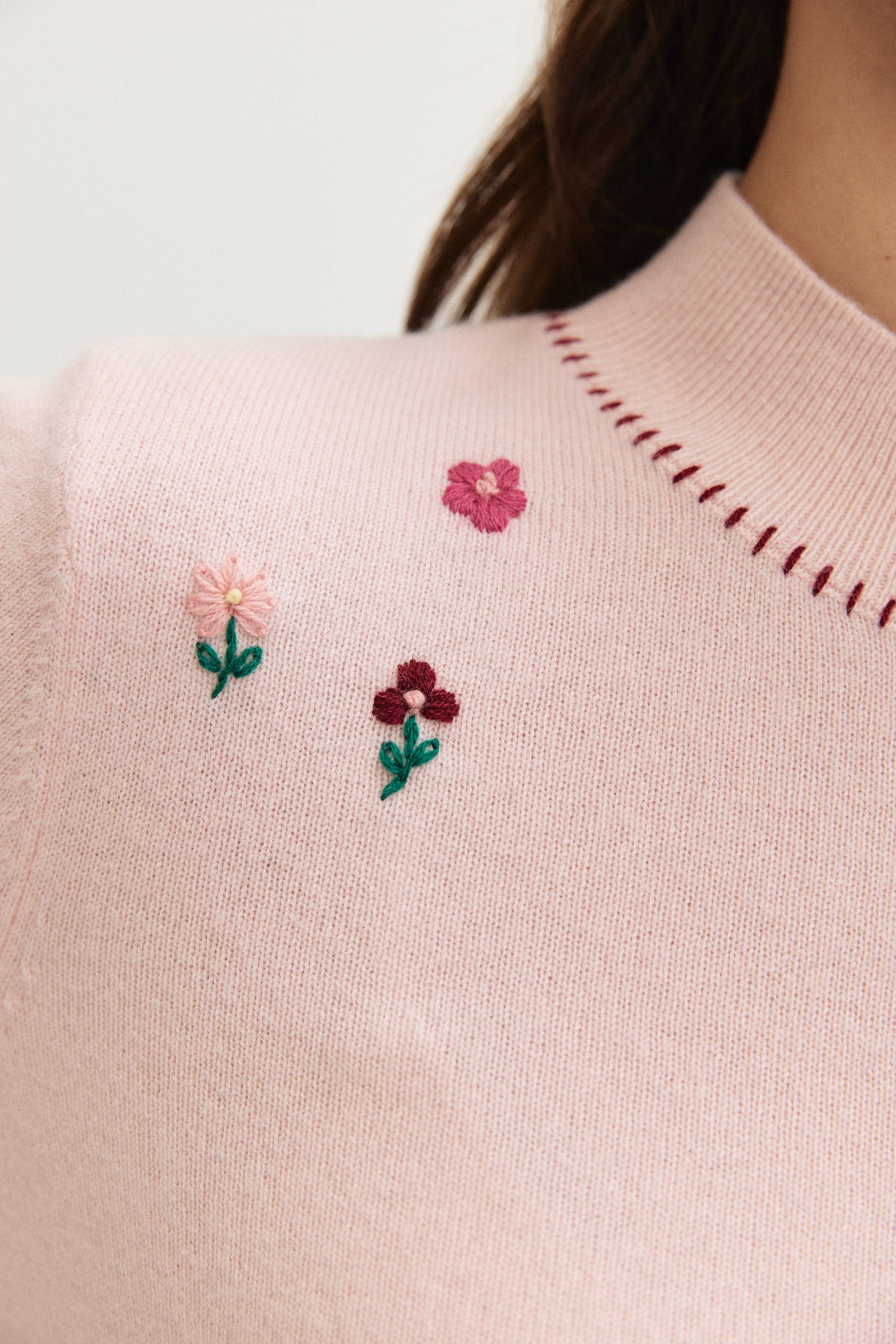 THIN WOOL FLOWER EMB KNITWEAR