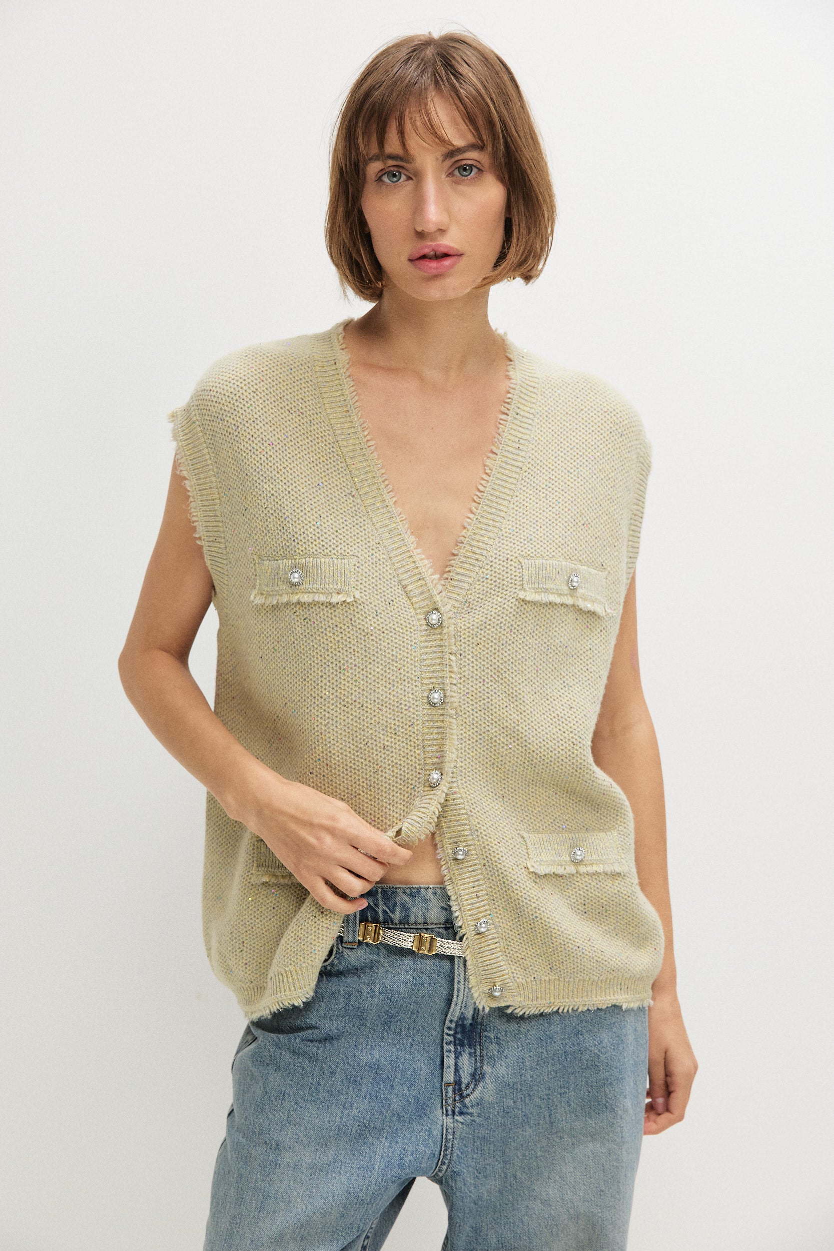 MELANGE WITH SEQUINS VEST