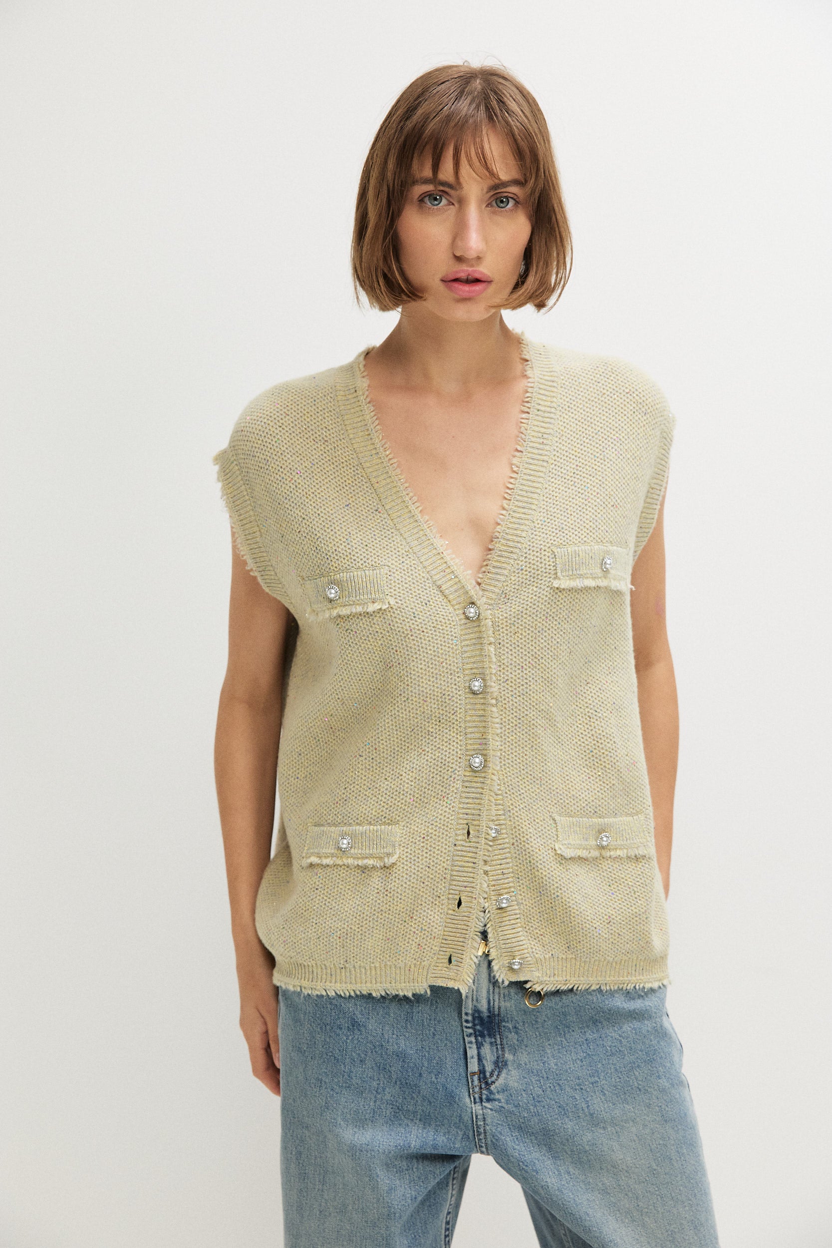 MELANGE WITH SEQUINS VEST