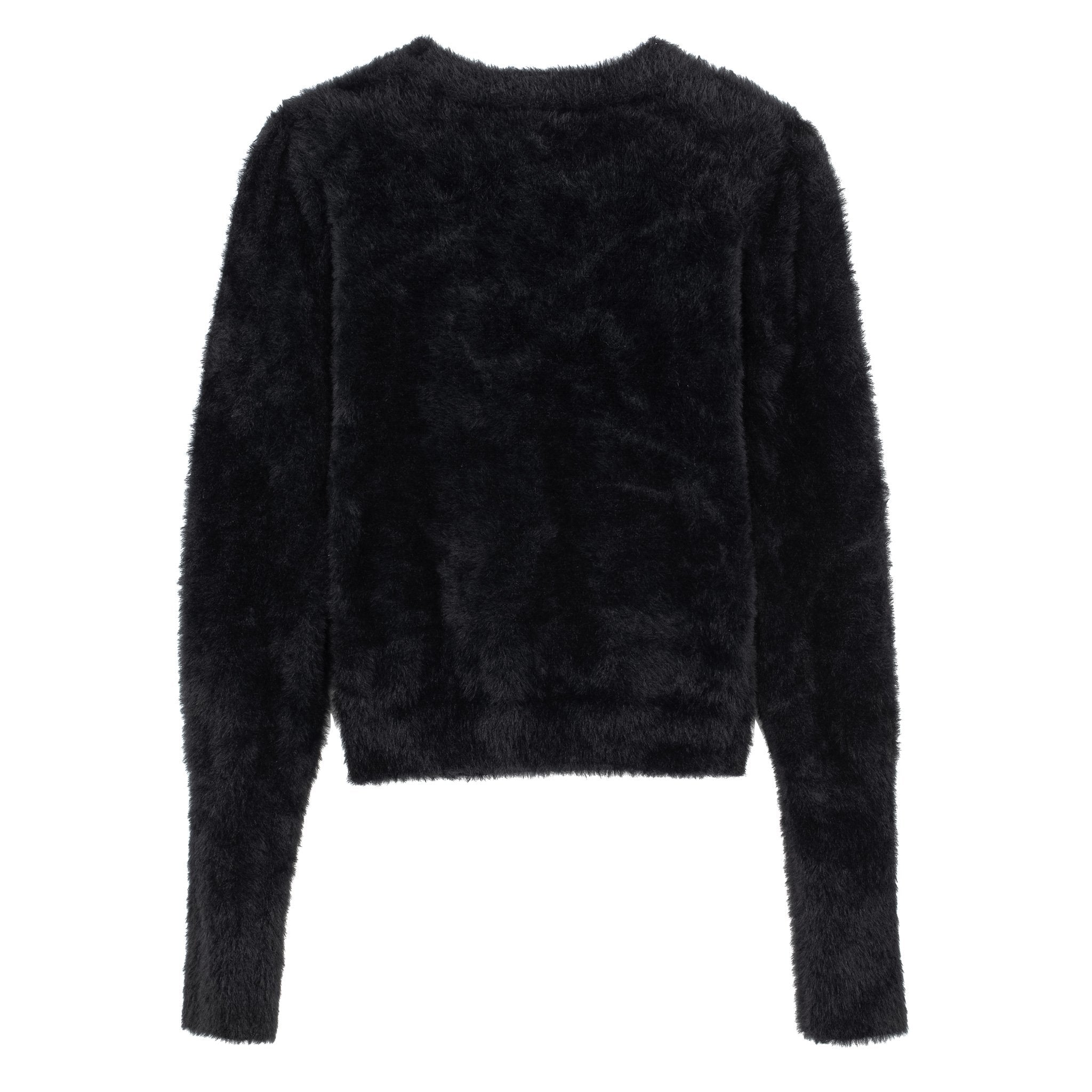knit fluffy top black