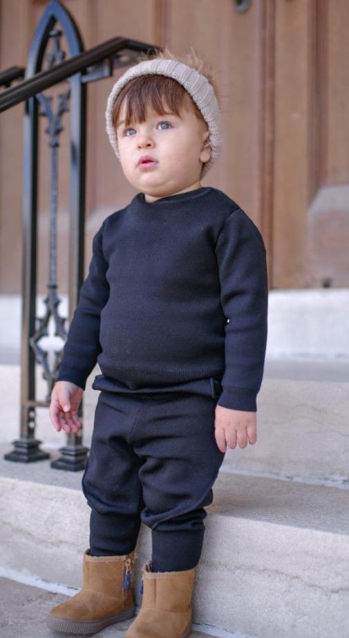 knitted jumper pants black