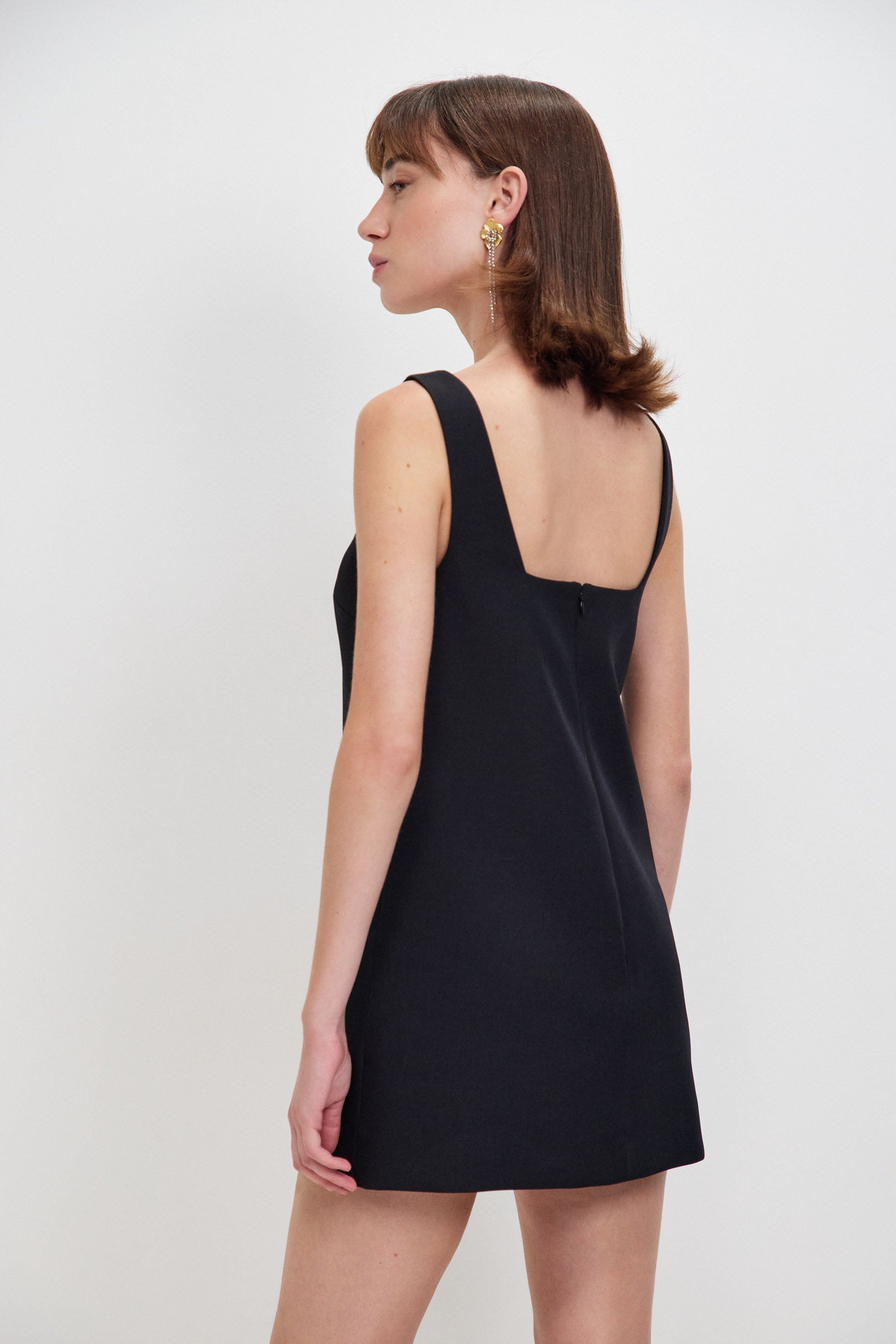 SQUARE NECKLINE MINI DRESS EMB