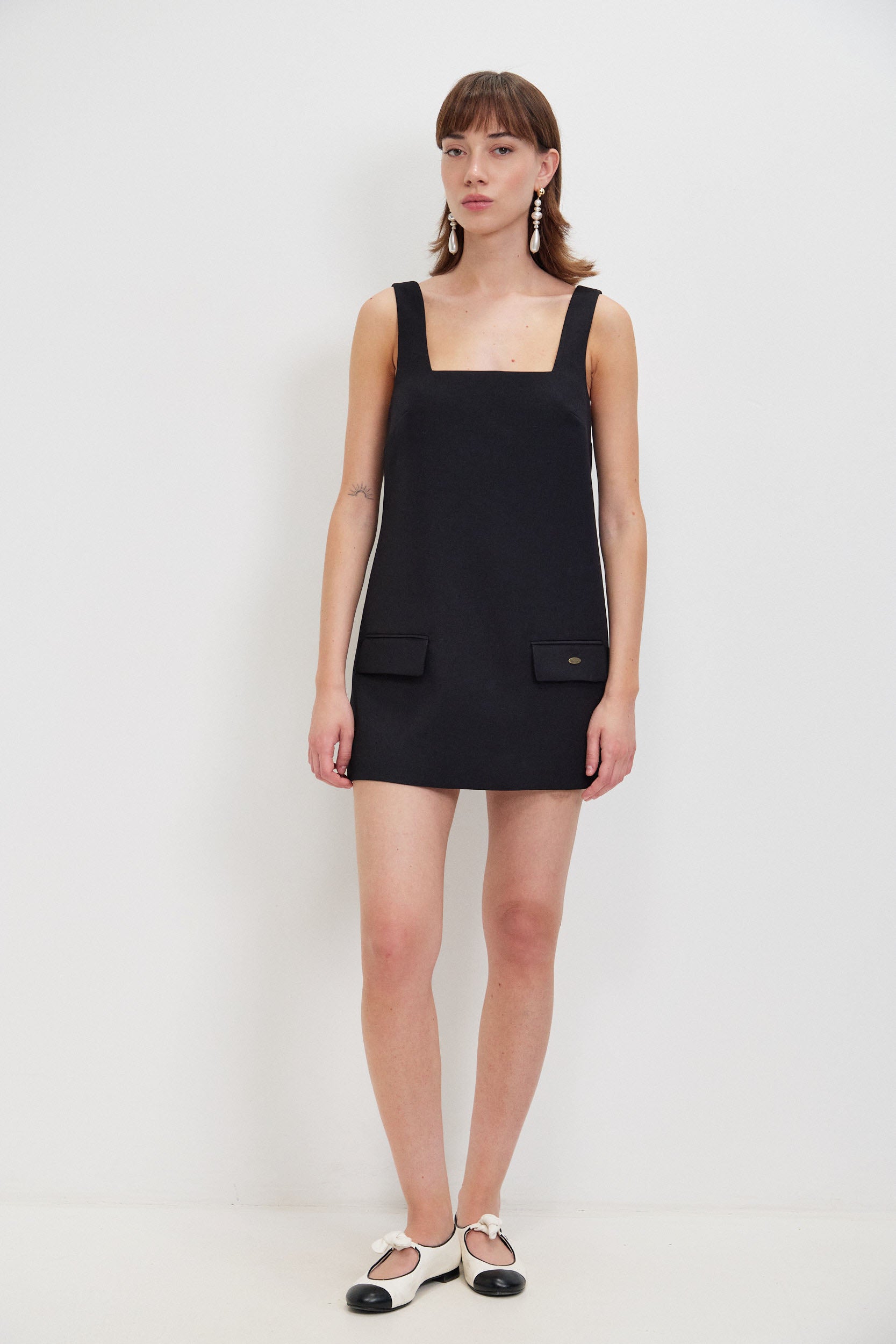 SQUARE NECKLINE MINI DRESS