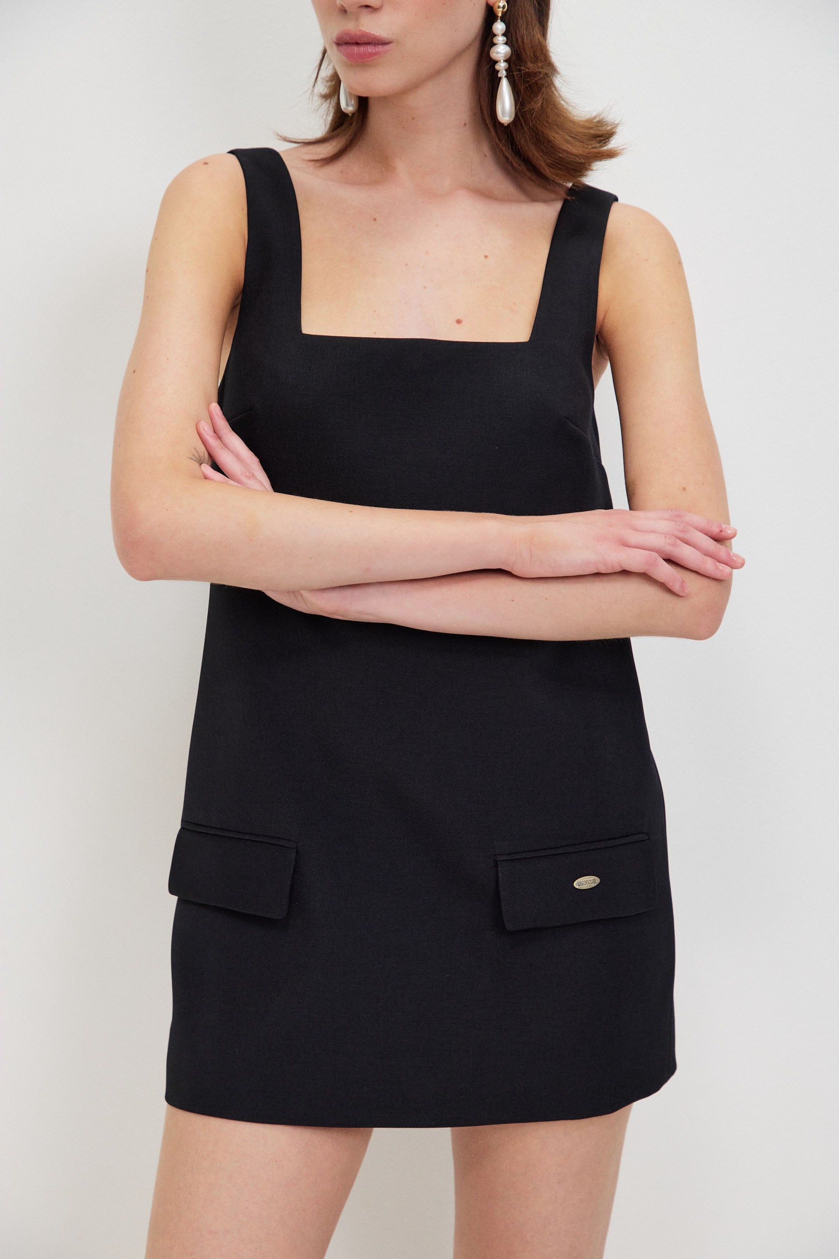 SQUARE NECKLINE MINI DRESS