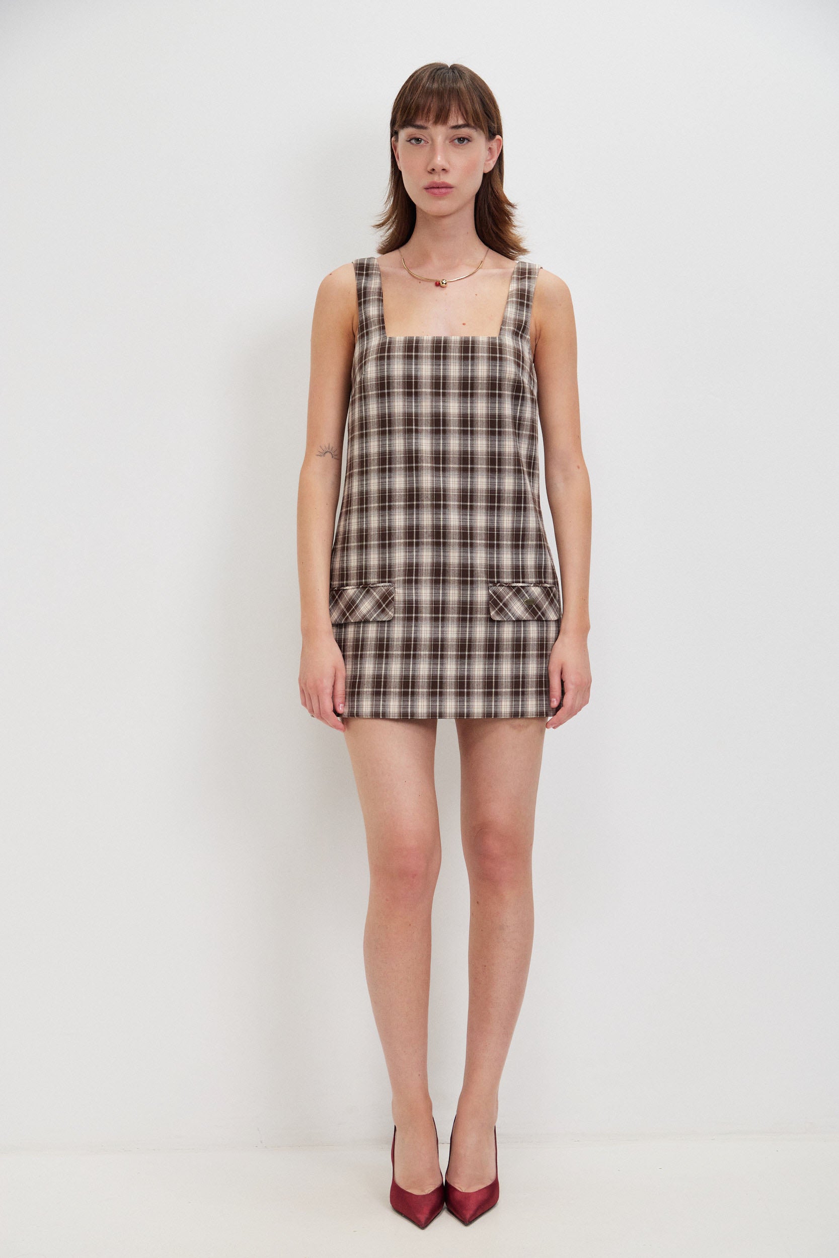 SQUARE NECKLINE MINI DRESS
