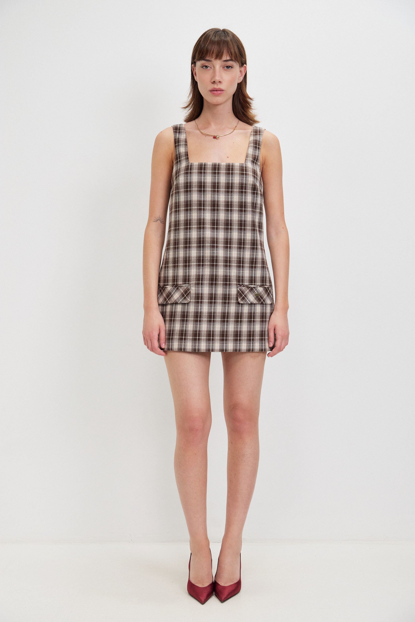 SQUARE NECKLINE MINI DRESS