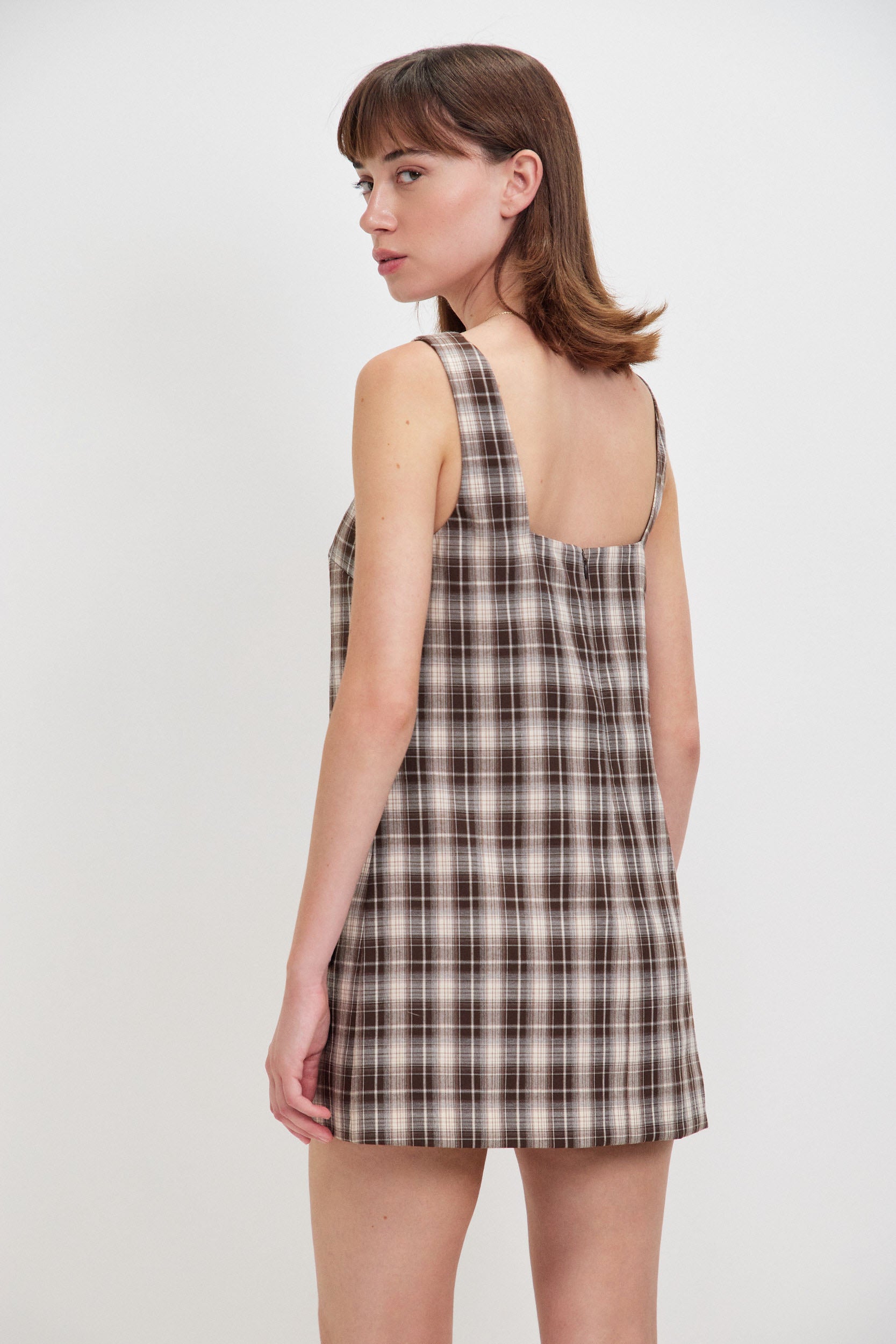 SQUARE NECKLINE MINI DRESS EMB
