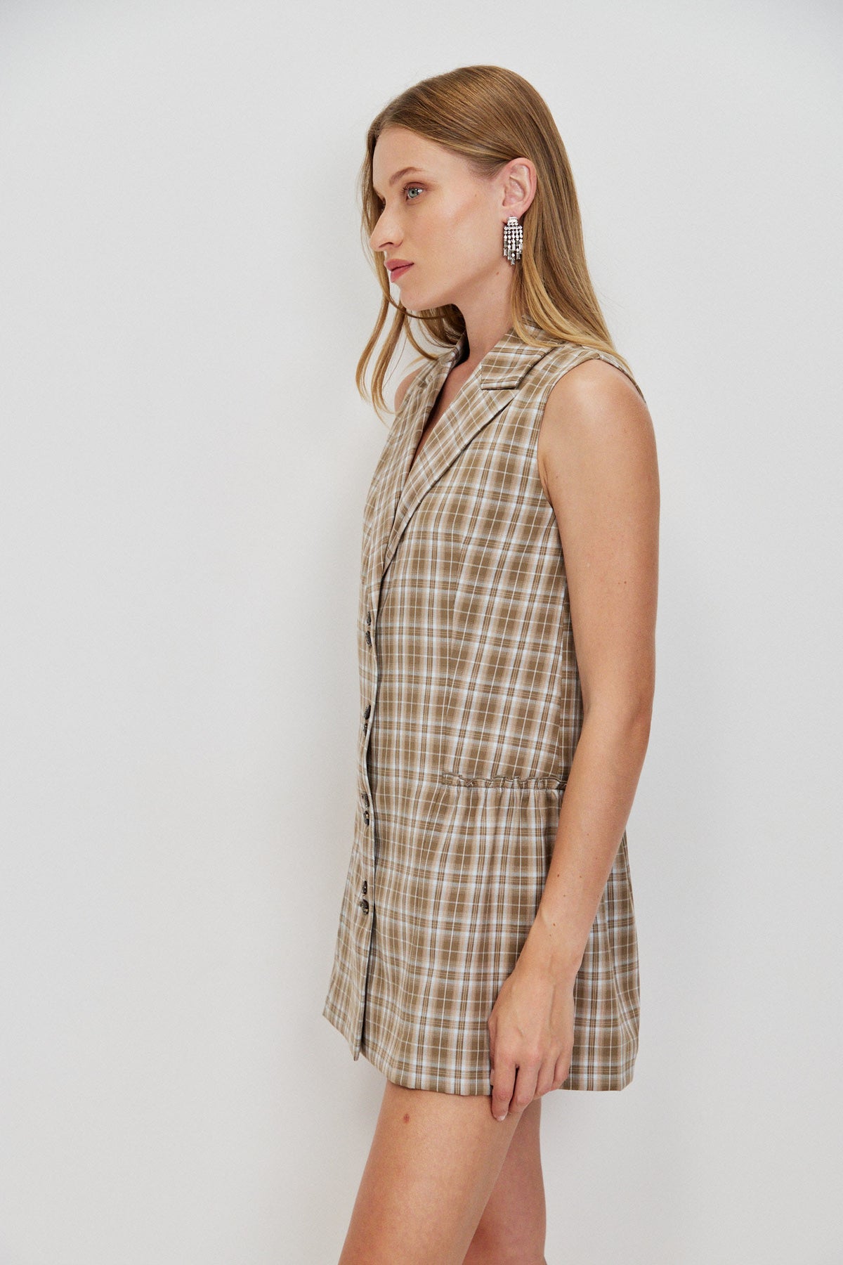 BUTTONED TAILORED MINI DRESS