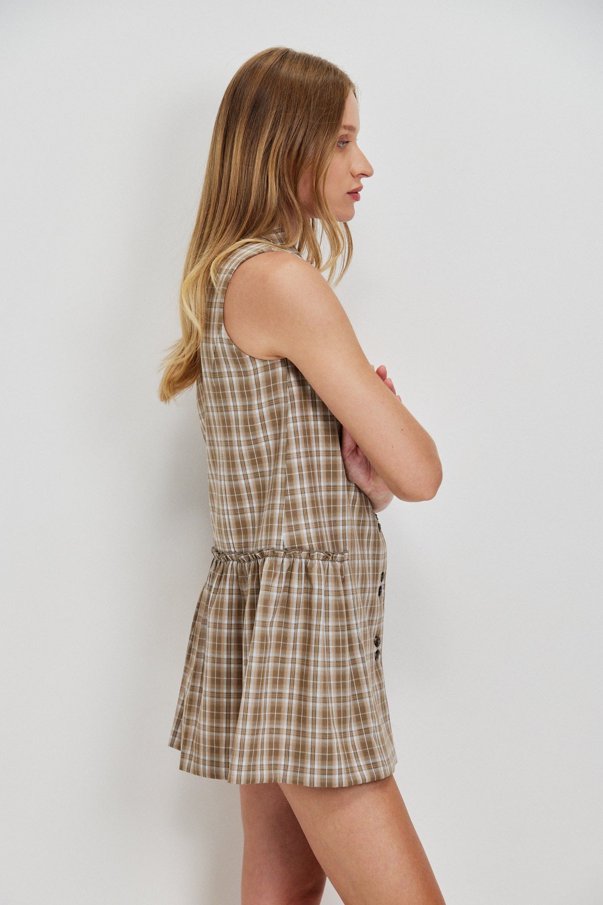 BUTTONED TAILORED MINI DRESS