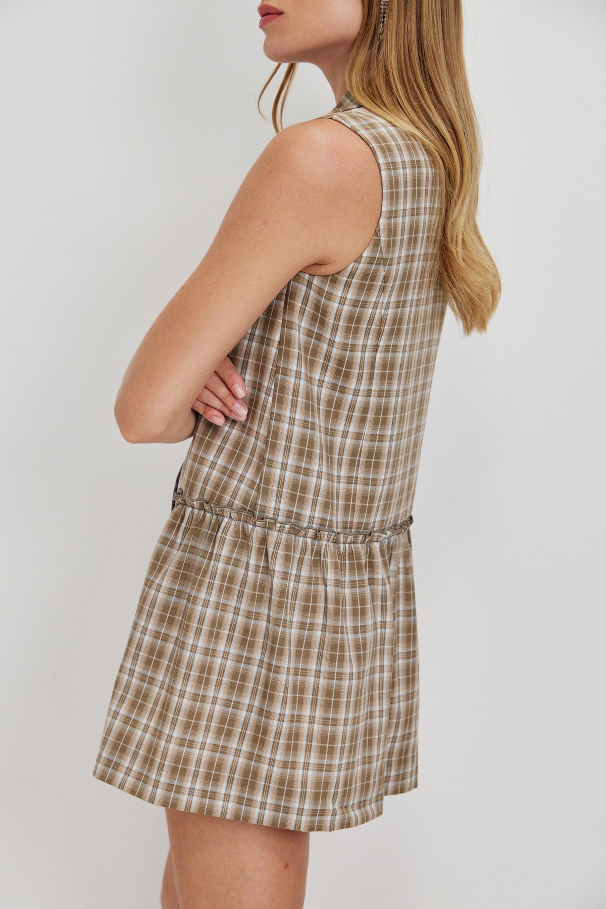 BUTTONED TAILORED MINI DRESS