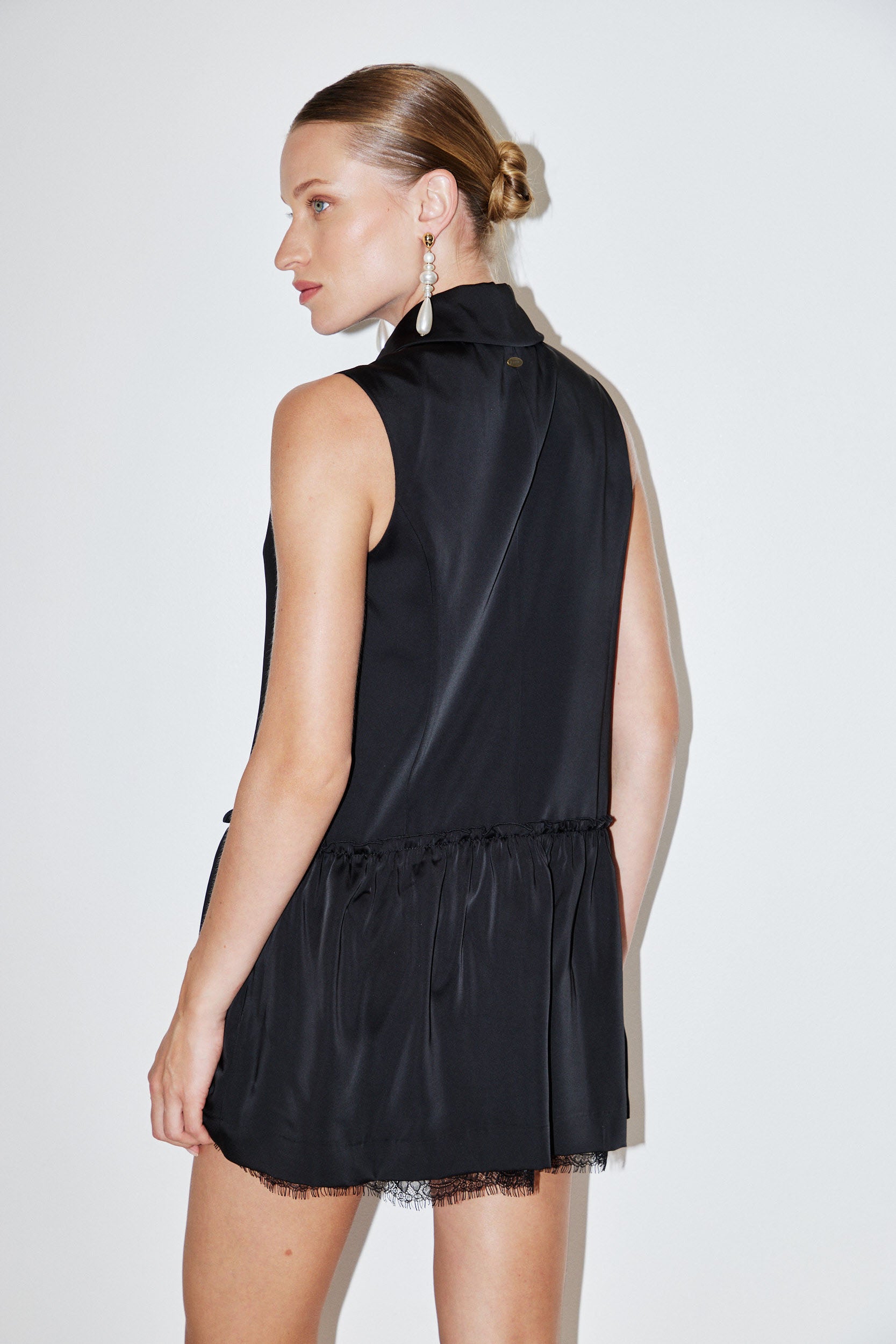 SATIN BUTTONED TAILORED MINI DRESS