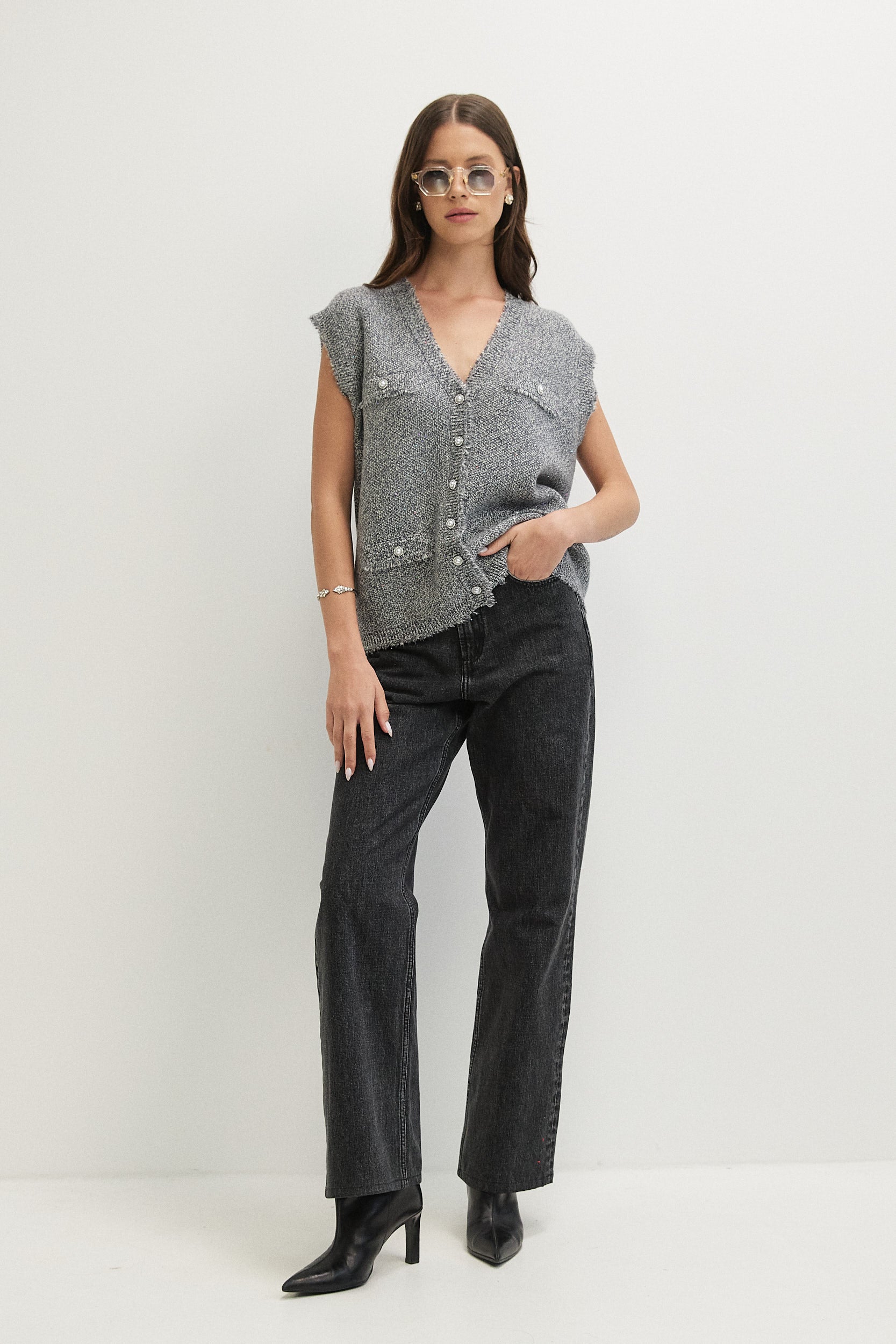 MELANGE WITH SEQUINS VEST