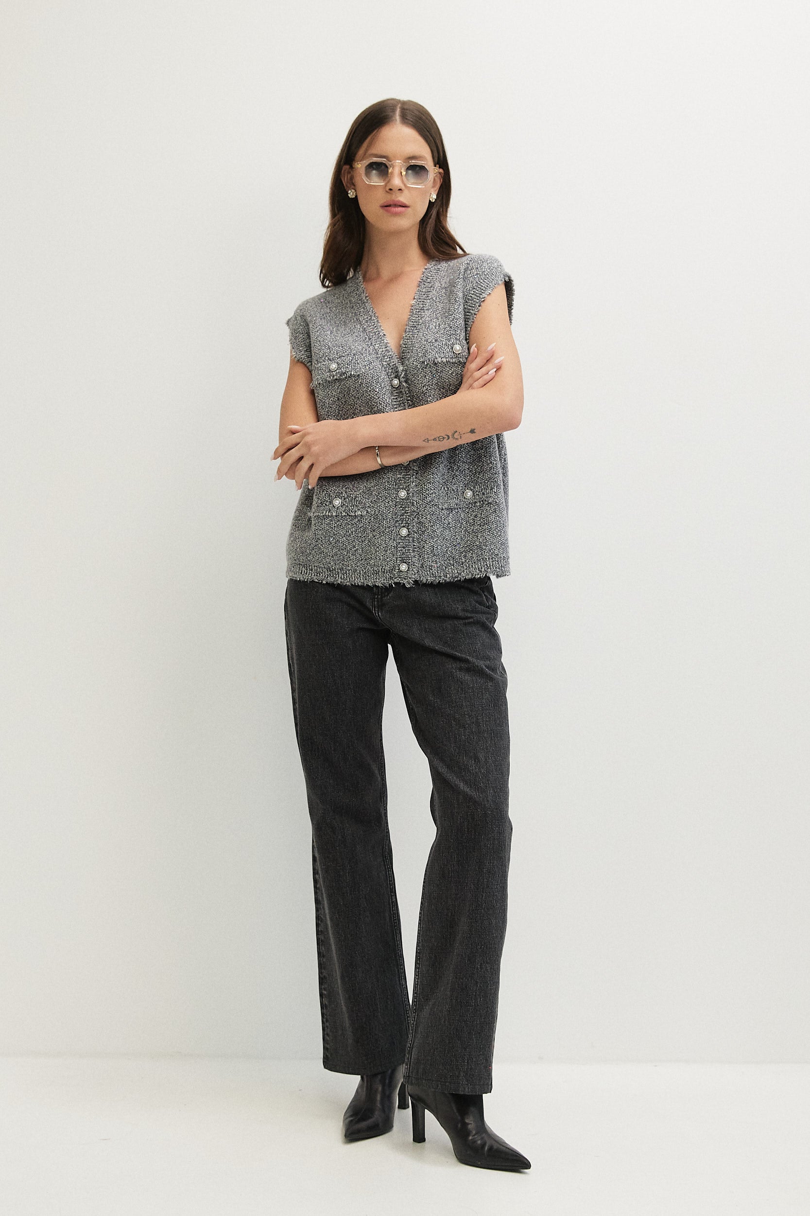 MELANGE WITH SEQUINS VEST