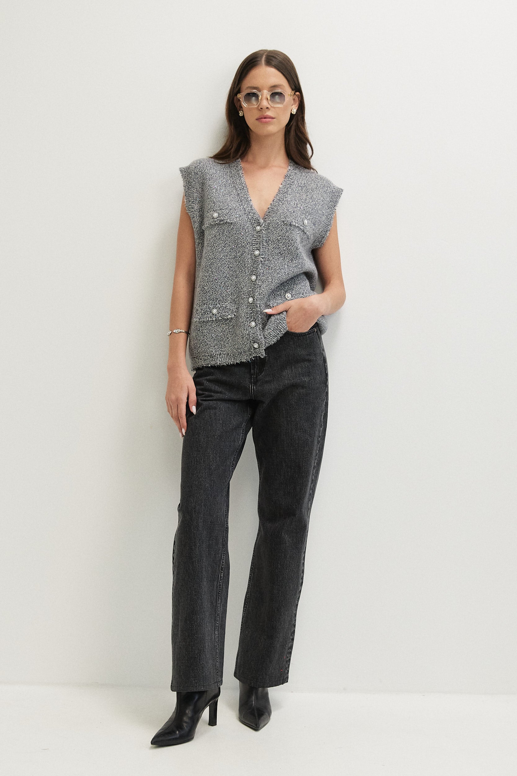 MELANGE WITH SEQUINS VEST