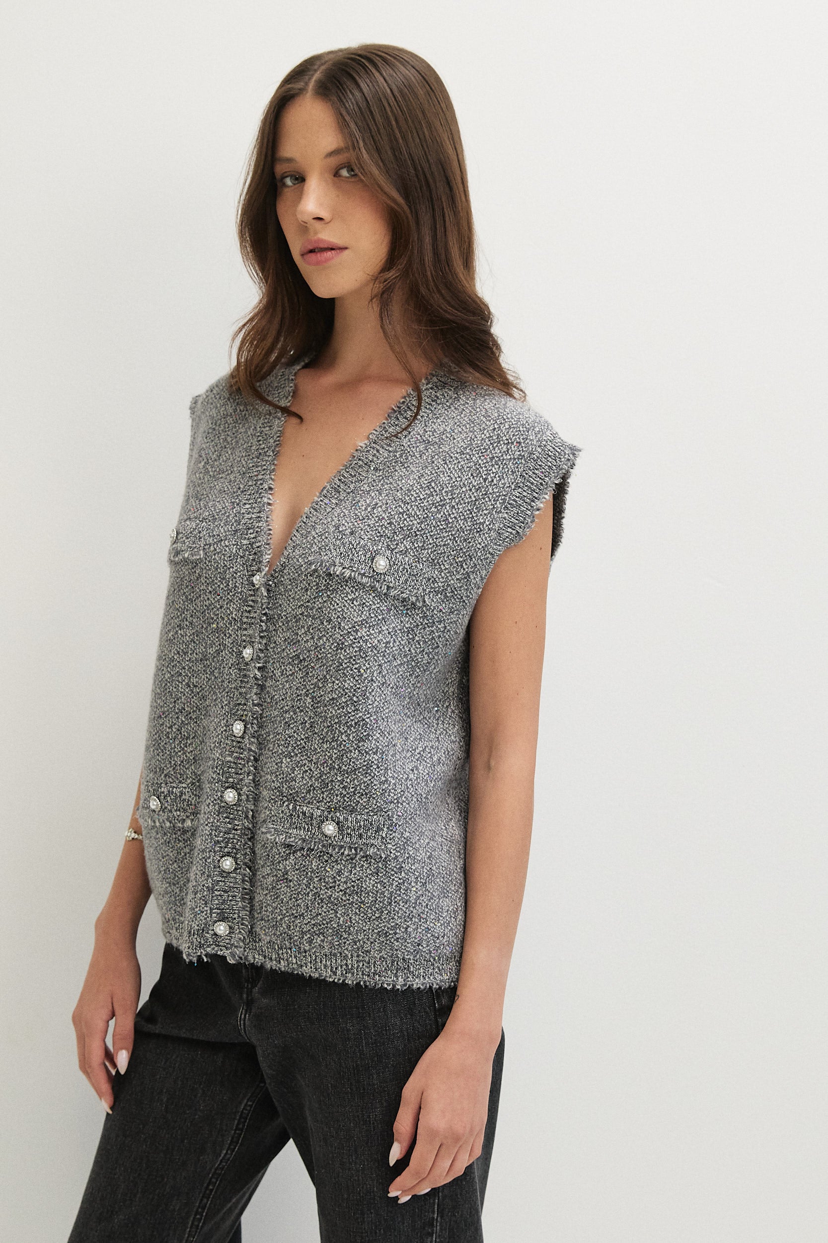MELANGE WITH SEQUINS VEST