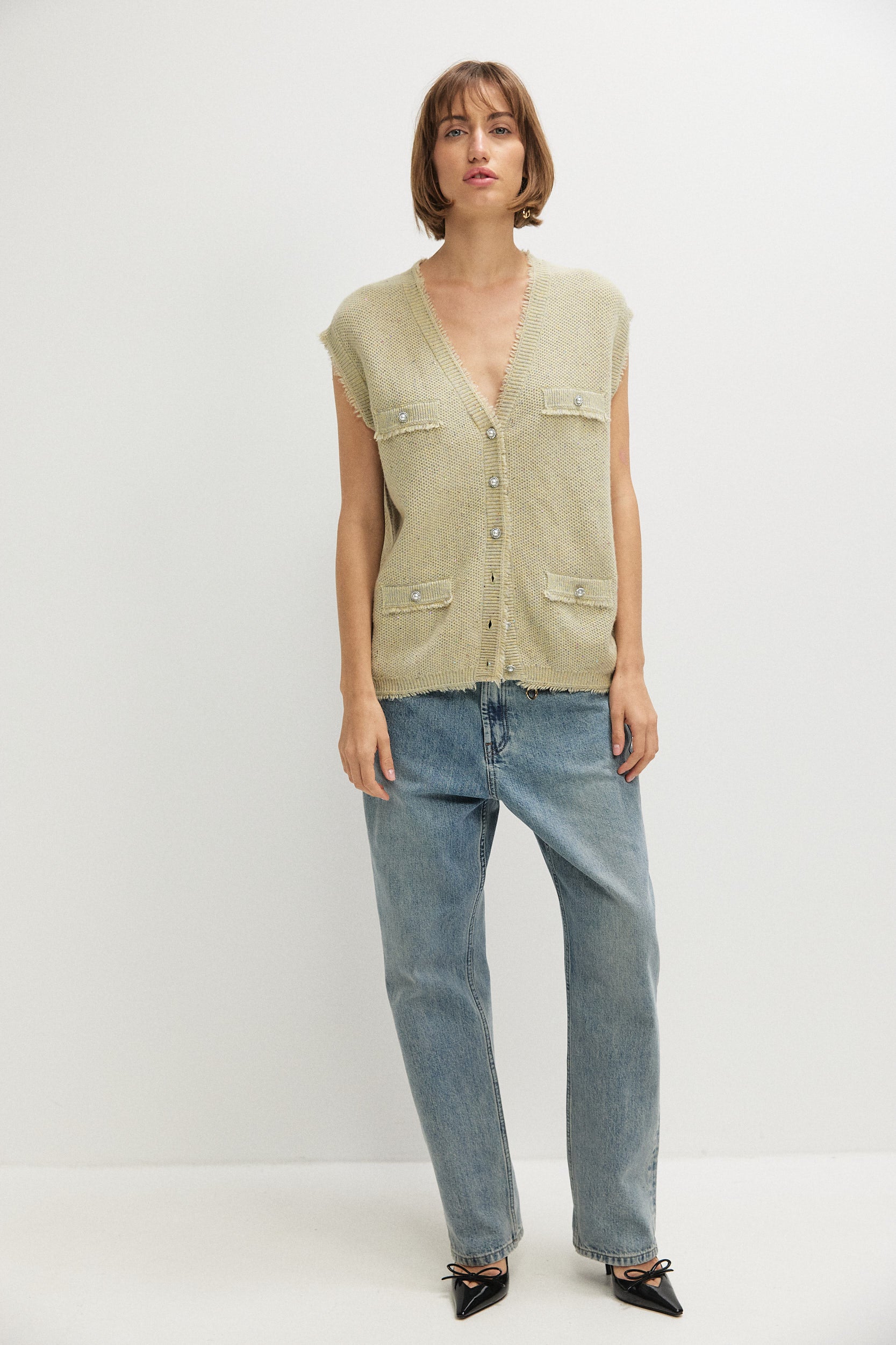 MELANGE WITH SEQUINS VEST