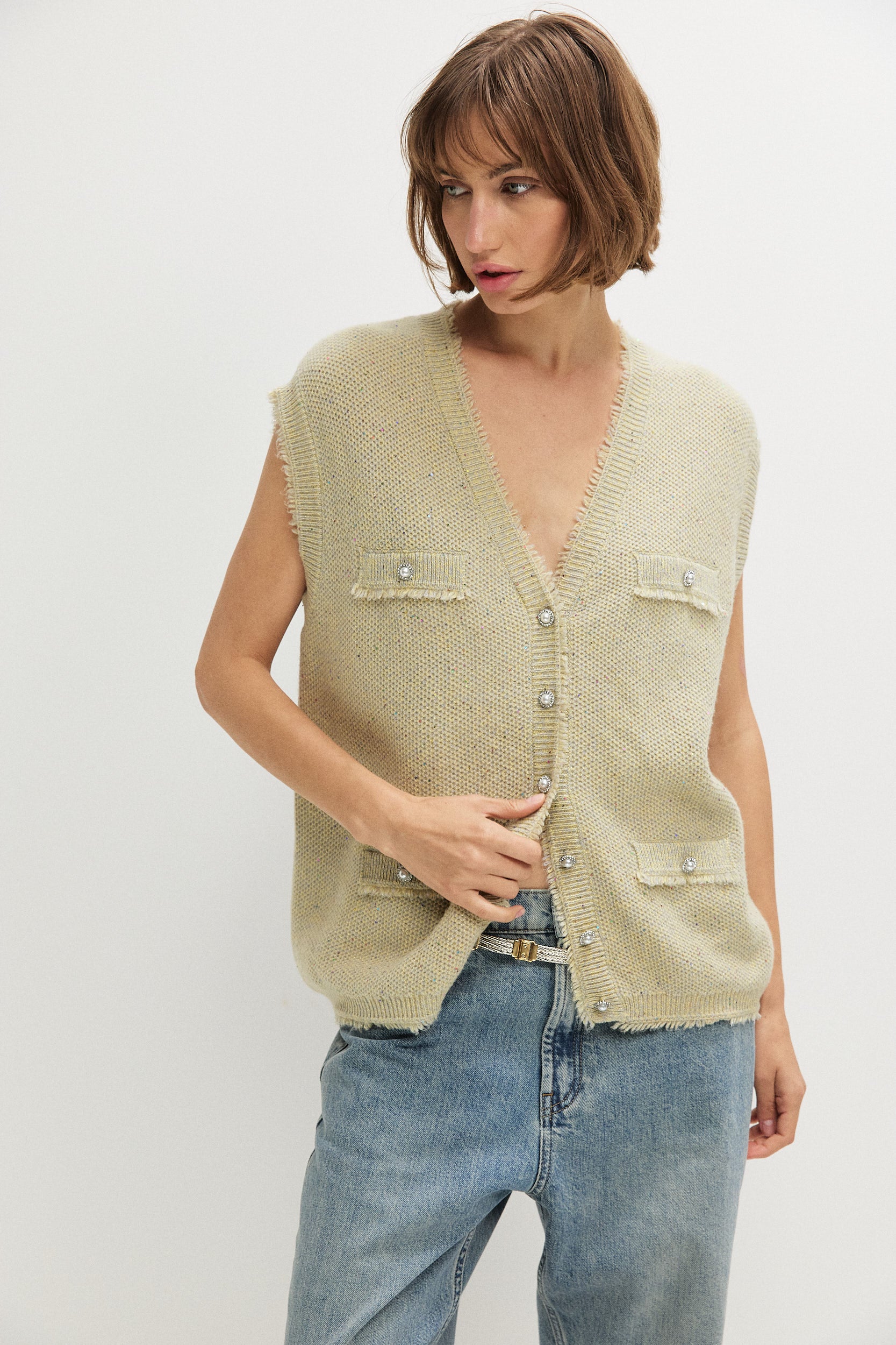 MELANGE WITH SEQUINS VEST