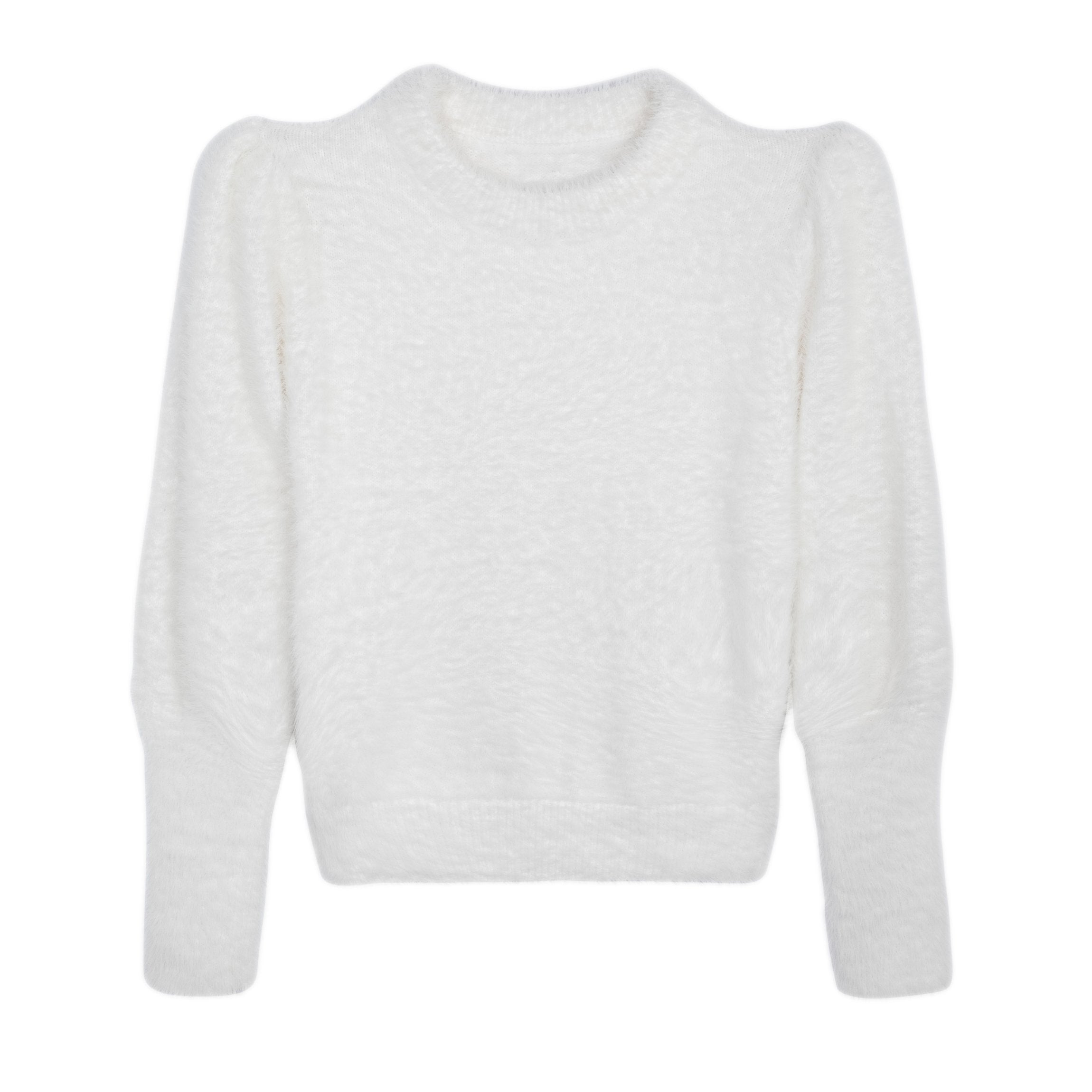knit fluffy top white