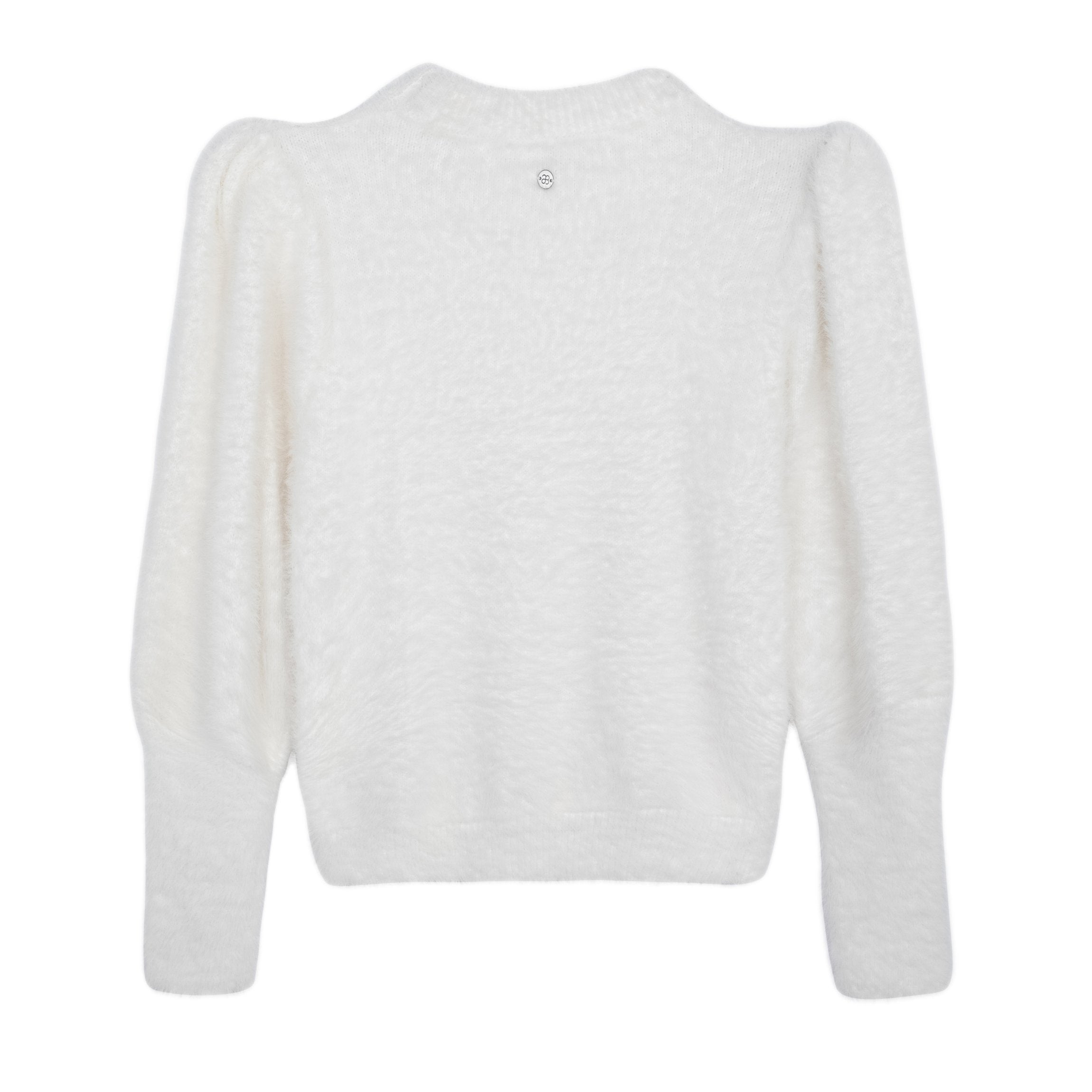 knit fluffy top white